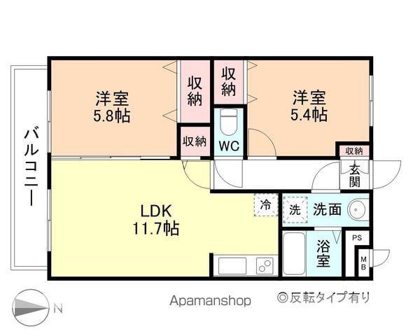 プランドール柳原(2LDK/3階)の間取り写真