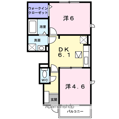 ベル・シノノメⅡ(2DK/1階)の間取り写真