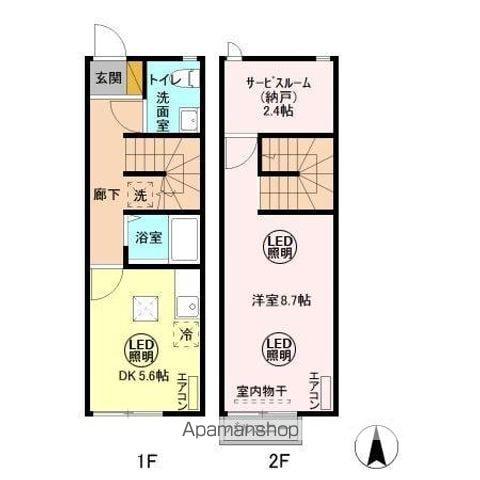 ファンテン・ヴィラ　Ｄ(1DK)の間取り写真
