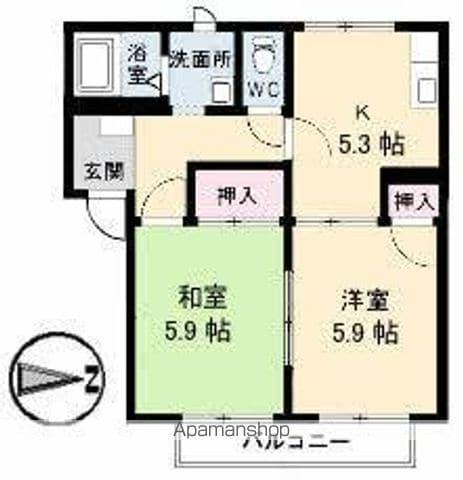 フレグランスAS D棟(2K/2階)の間取り写真