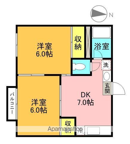 司コーポA(2DK/1階)の間取り写真