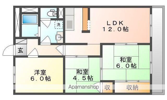 サンハイツ奥田(3LDK/2階)の間取り写真
