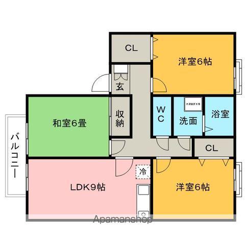 ハミングタウン合川(3LDK/2階)の間取り写真
