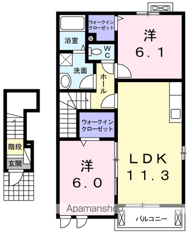 ヴィラ セイバリー(2LDK/2階)の間取り写真