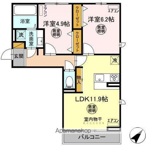 ラシーヌ(2LDK/2階)の間取り写真