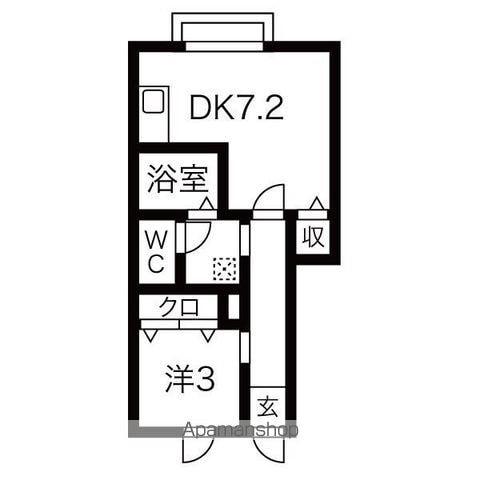 グラティア長町南(1DK/1階)の間取り写真
