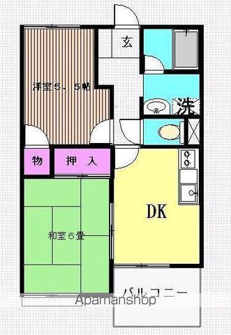 富士ハイツ A棟(2DK/2階)の間取り写真