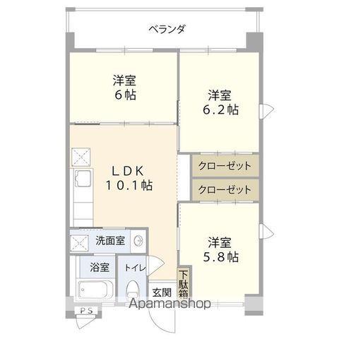 ラ・ポール(3LDK/3階)の間取り写真