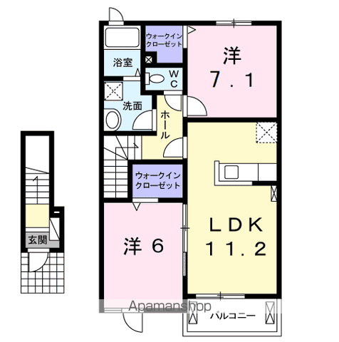セイバリーヒル Ⅱ(2LDK/2階)の間取り写真