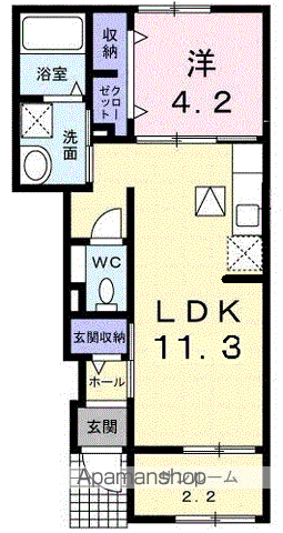 オン アルカス J(1LDK/1階)の間取り写真