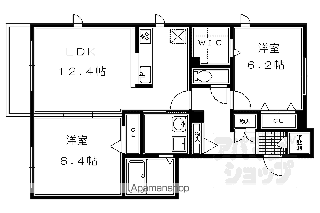 シャーメゾン栄Ⅰ・Ⅱ(2LDK/2階)の間取り写真