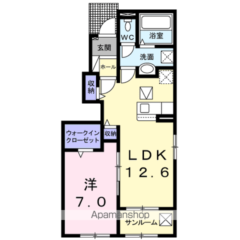 セイバリーS Ⅱ(1LDK/1階)の間取り写真