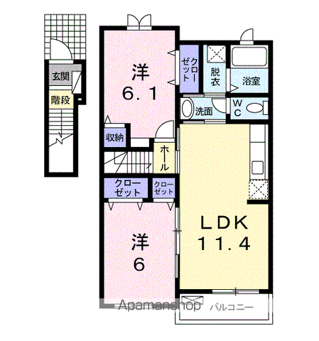 ラベルメゾンB(2LDK/2階)の間取り写真
