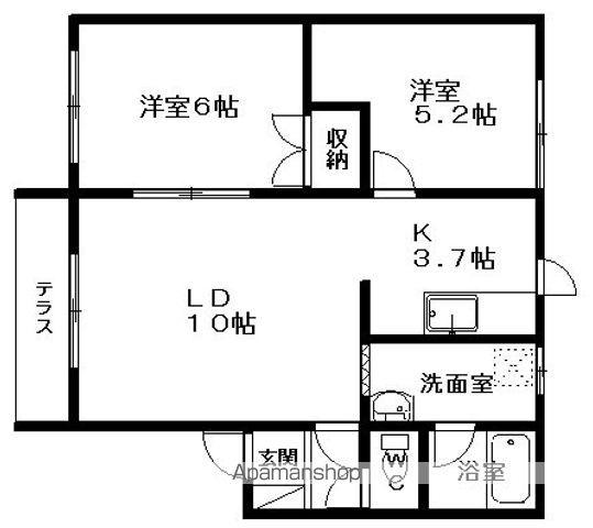 ハイグレースB(2LDK/2階)の間取り写真