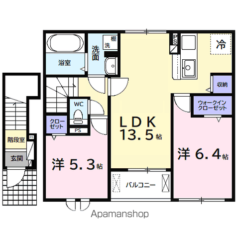 アルタハイムB(2LDK/2階)の間取り写真