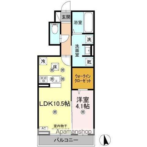 ペガサスルーチェ(1LDK/1階)の間取り写真