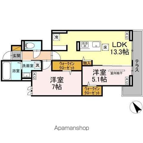 YAMAJUII(2LDK/1階)の間取り写真