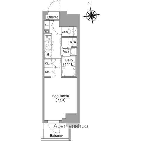 コンフォリア・リヴ北新宿(1K/4階)の間取り写真