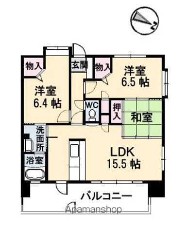 フラットリア笠岡(3LDK/9階)の間取り写真