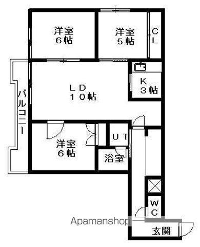 札幌市東西線 南郷７丁目駅 徒歩6分 9階建 築34年(3LDK/7階)の間取り写真