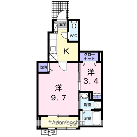 サニーレジデンス(2K/1階)の間取り写真