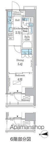 パークサイドNON・NO(1DK/6階)の間取り写真