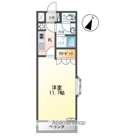 カサ・ベルデⅡ(1K/2階)の間取り写真