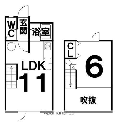 中央マンション(1LDK/1階)の間取り写真
