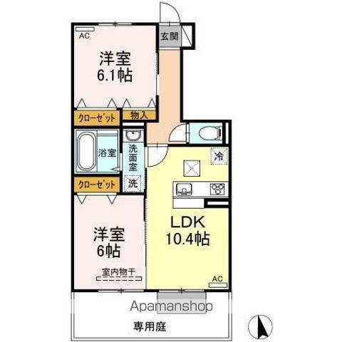 サン・フローラ Ⅱ(2LDK/1階)の間取り写真