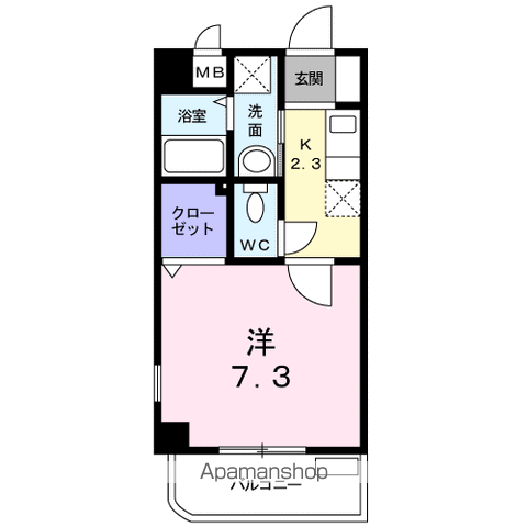 アルテール幸神Ⅱ(1K/3階)の間取り写真