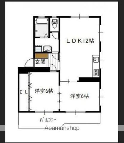マンション大西(2LDK/1階)の間取り写真