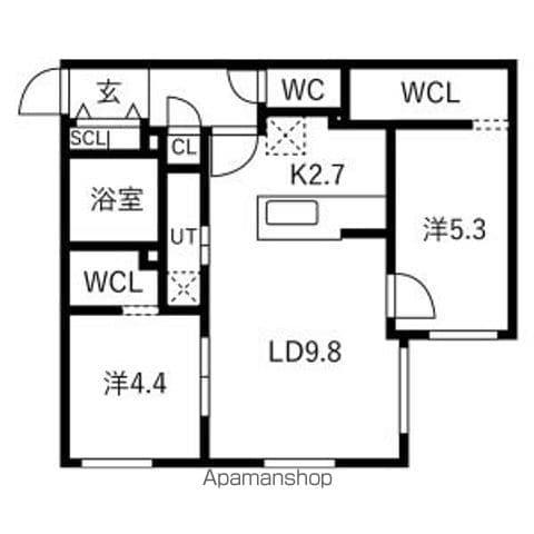 北8東8 MS(2LDK/5階)の間取り写真
