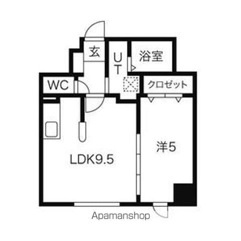 パークヒルズ北円山(1DK/9階)の間取り写真