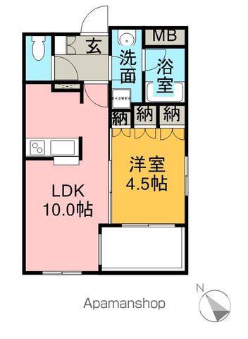 ハイツカネヒ(1LDK/4階)の間取り写真