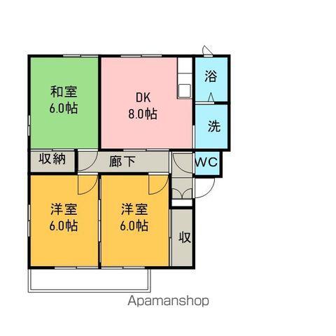 ルーエックⅡ(3DK/2階)の間取り写真