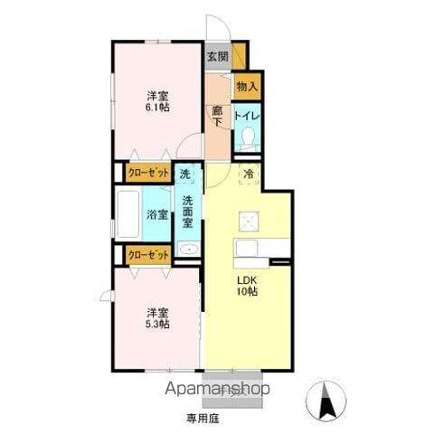 エミネンスA(2LDK/1階)の間取り写真