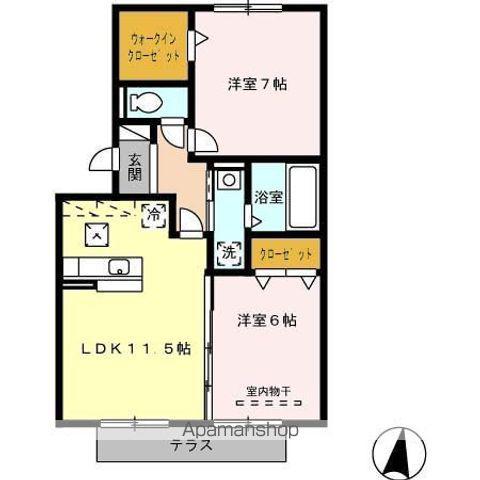 ウィステリア中吉田Ⅲ(2LDK/1階)の間取り写真