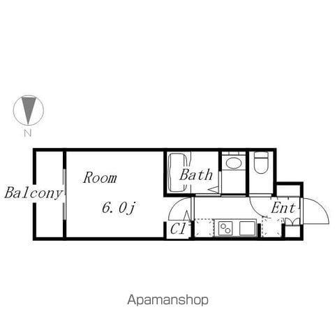 エステムコート名古屋金山ミッドクロス(1K/6階)の間取り写真