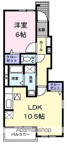 プラシードⅠ(1LDK/1階)の間取り写真