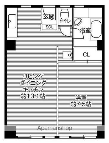ビレッジハウス城北タワー1号棟(1LDK/7階)の間取り写真