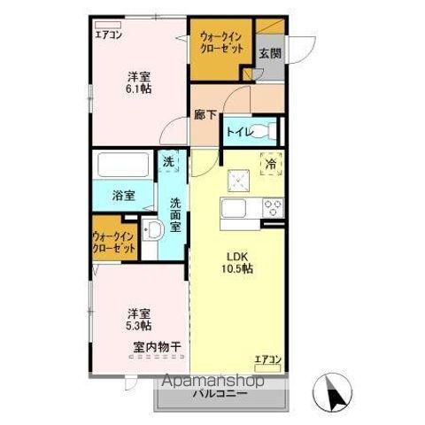 つくばエーツー(2LDK/1階)の間取り写真