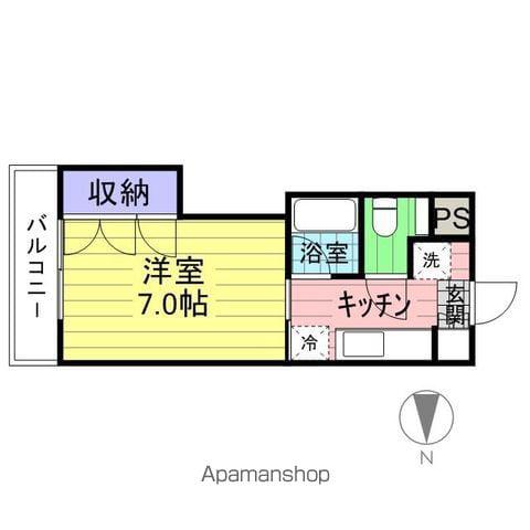 ブランドール八乙女(1K/3階)の間取り写真