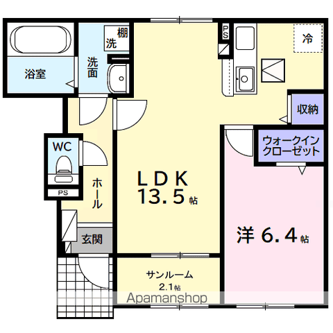 アルタハイムB(1LDK/1階)の間取り写真