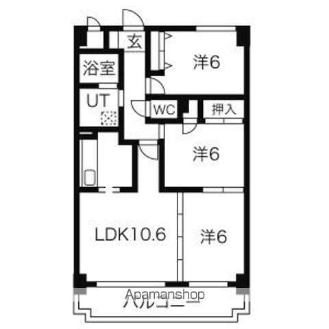 ロジュマン春日井(3LDK/6階)の間取り写真
