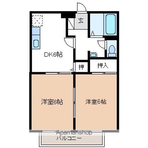 ファミール平等(2DK/1階)の間取り写真