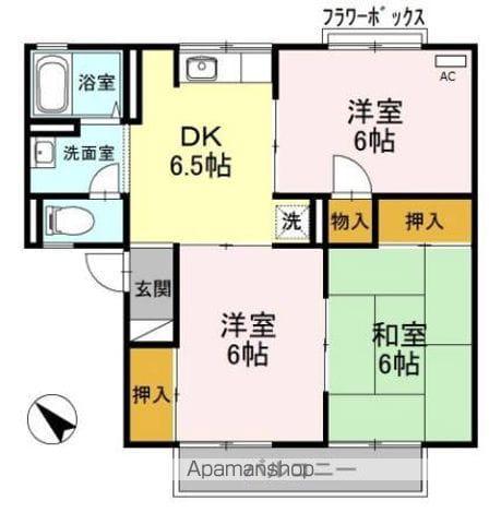 ハイツセジュールB棟(3DK/1階)の間取り写真