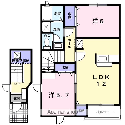 セントラル・ケイC棟(2LDK/2階)の間取り写真