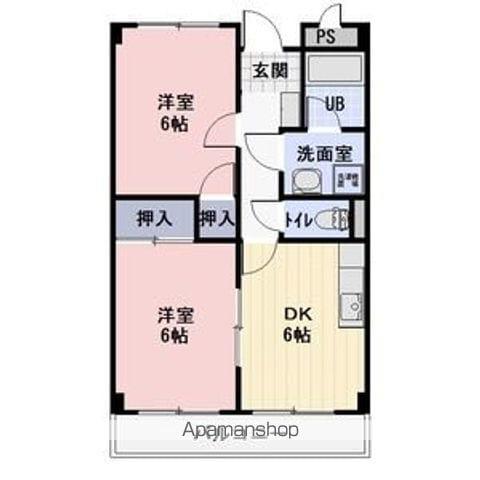 モンターニュ横山(2DK/2階)の間取り写真