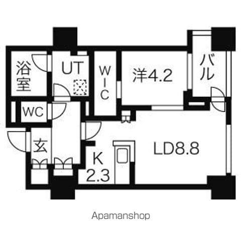 プライムメゾン南2条(1LDK/7階)の間取り写真