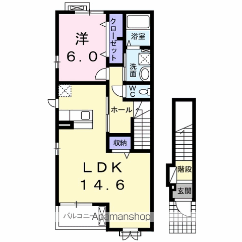 サピーカーサ JYS(1LDK/2階)の間取り写真
